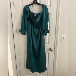 Elegant Teal Long Sleeve Dress